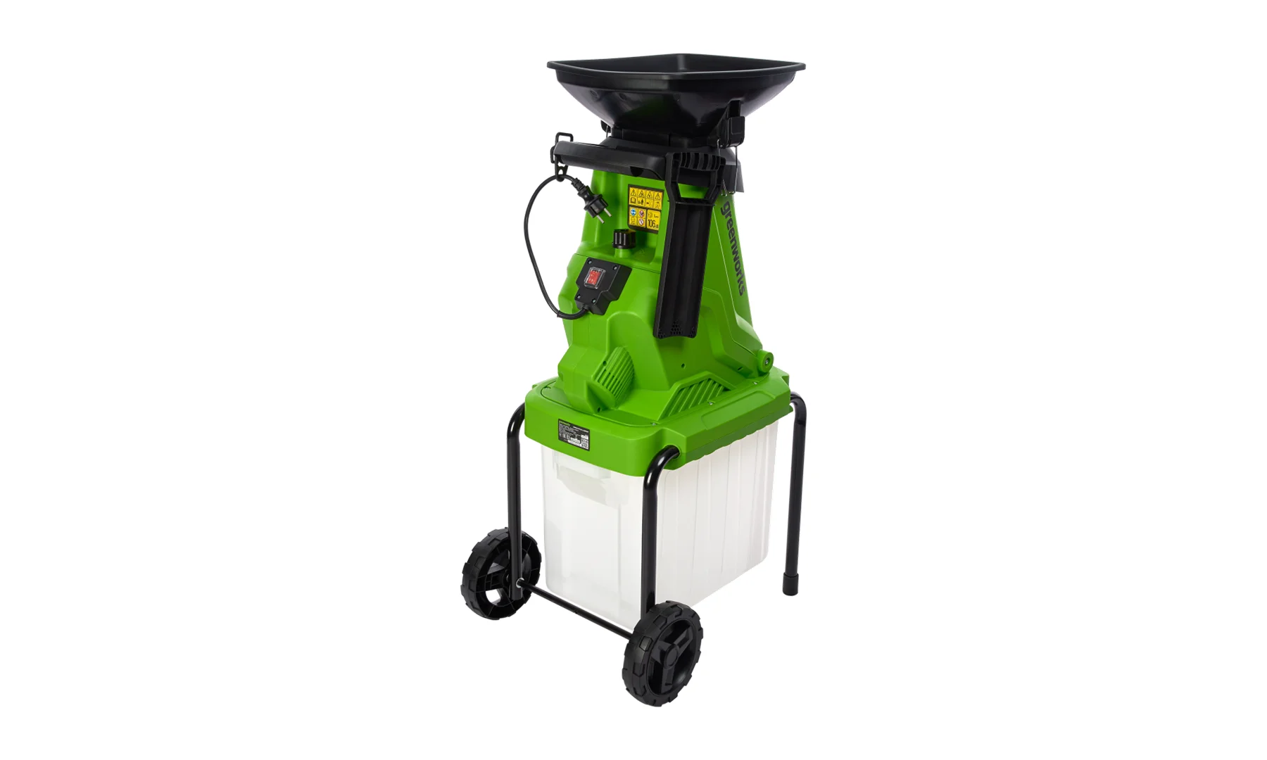 Измельчитель садовый электрический Greenworks Арт. 2208007, 220 В, 2800 Вт с контейнером