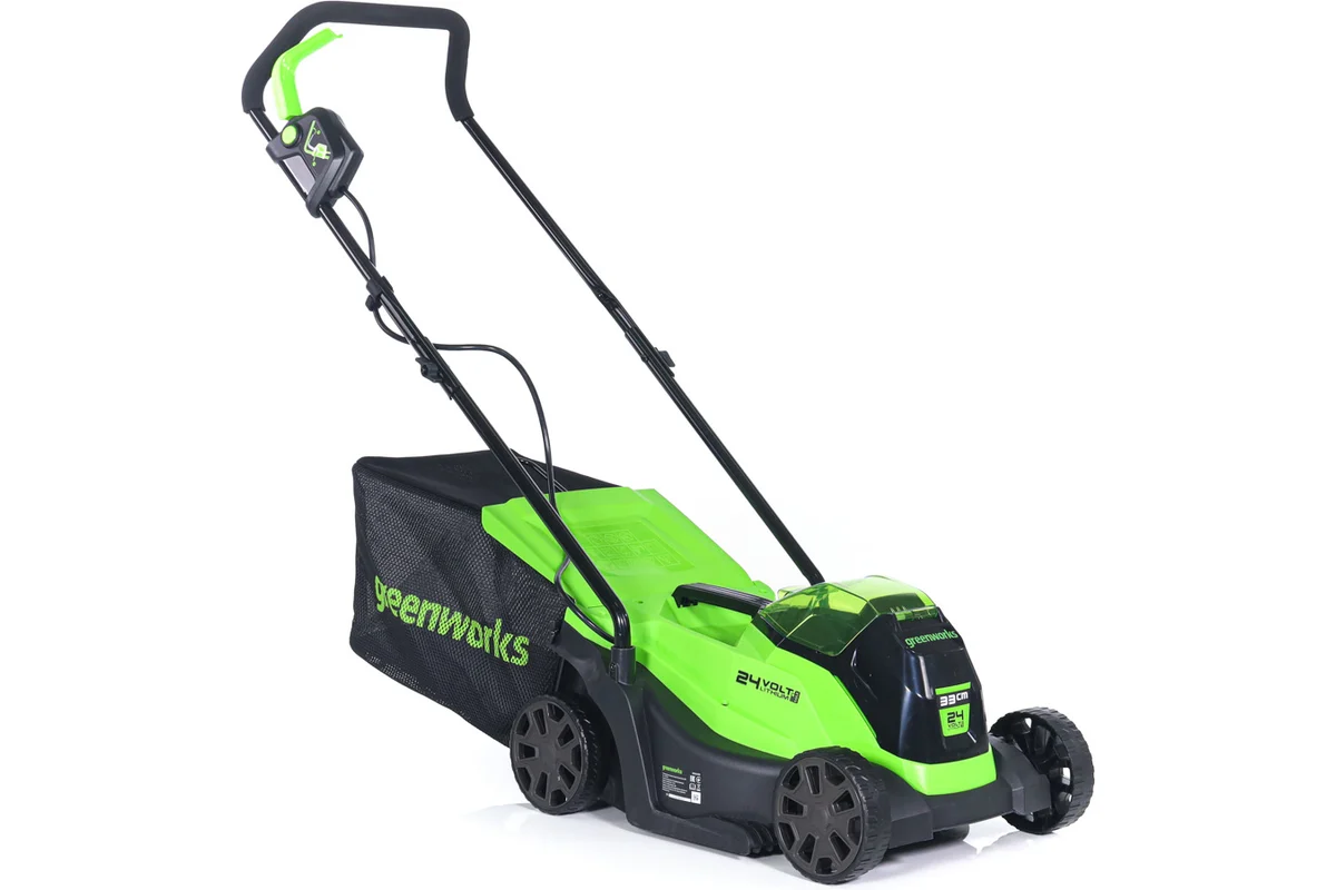 Газонокосилка аккумуляторная GreenWorks GD24LM33, 24V, 33 см, бесщеточная, с 1хАКБ 4Ач и ЗУ 2516107UB_2