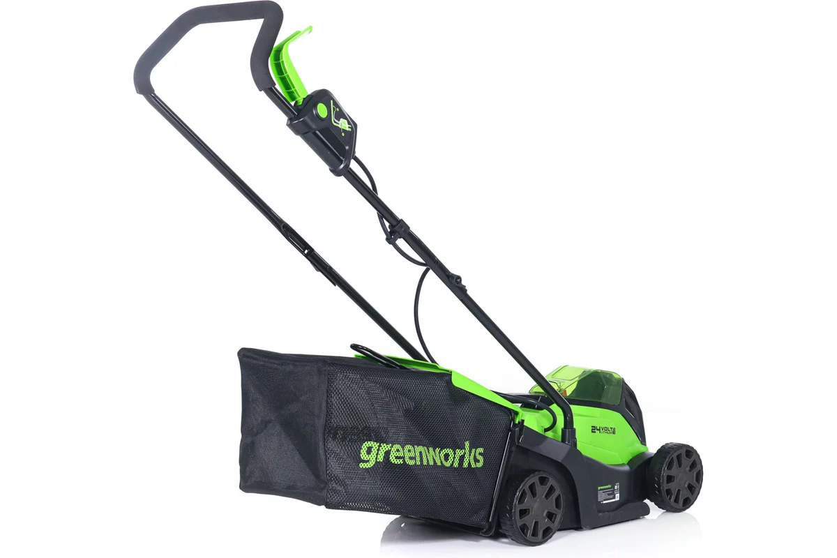 Газонокосилка аккумуляторная GreenWorks GD24LM33, 24V, 33 см, бесщеточная, с 1хАКБ 4Ач и ЗУ 2516107UB